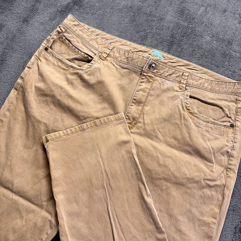 Tommy Bahama Boracay Pants Mens 42x30 Tan Khaki Cotton Tencel Stretch Straight